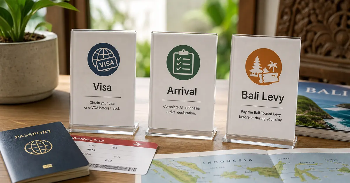Taxe touristique de Bali vs e-VOA Indonésie vs déclaration d'arrivée